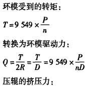 顆粒機環模轉矩與壓輥壓力 顆粒機環模轉矩與壓輥壓力