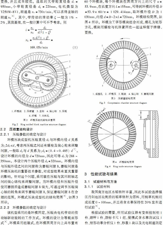 環模式秸稈壓塊機的設計與性能試驗 環模式秸稈壓塊機的設計與性能試驗